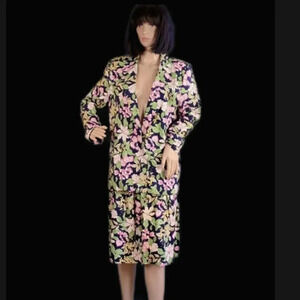 Vintage 80s Country Suburbans Floral Skirt Suit
